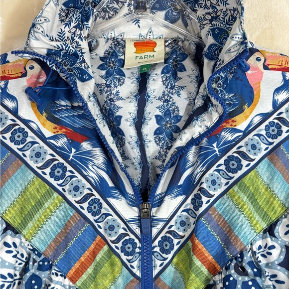 Farm Rio Blue Palms Windbreaker jacket - Picture 2 of 10